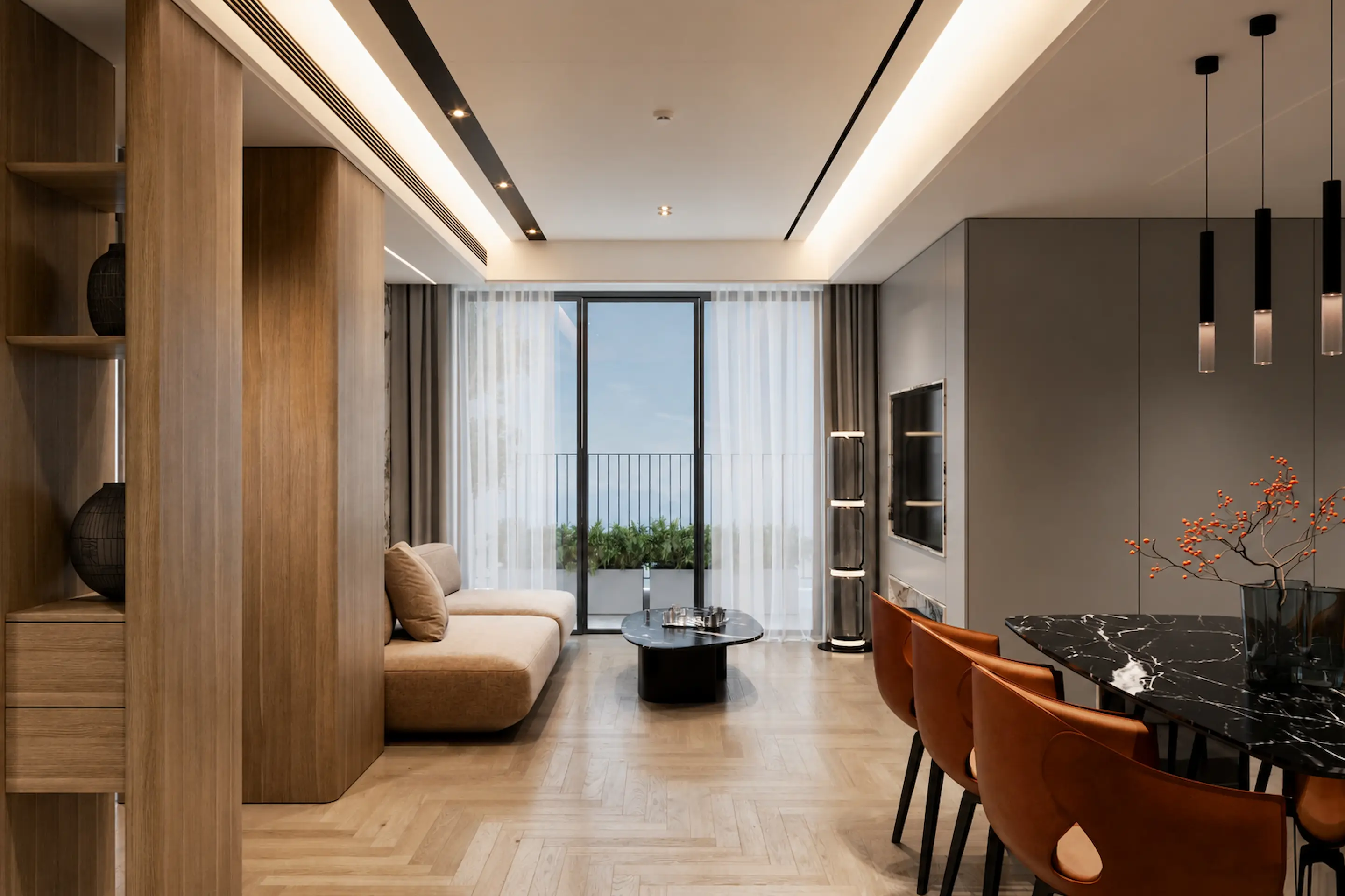 Salón comedor con mobiliario a medida en Valencia — solución integral de espacio