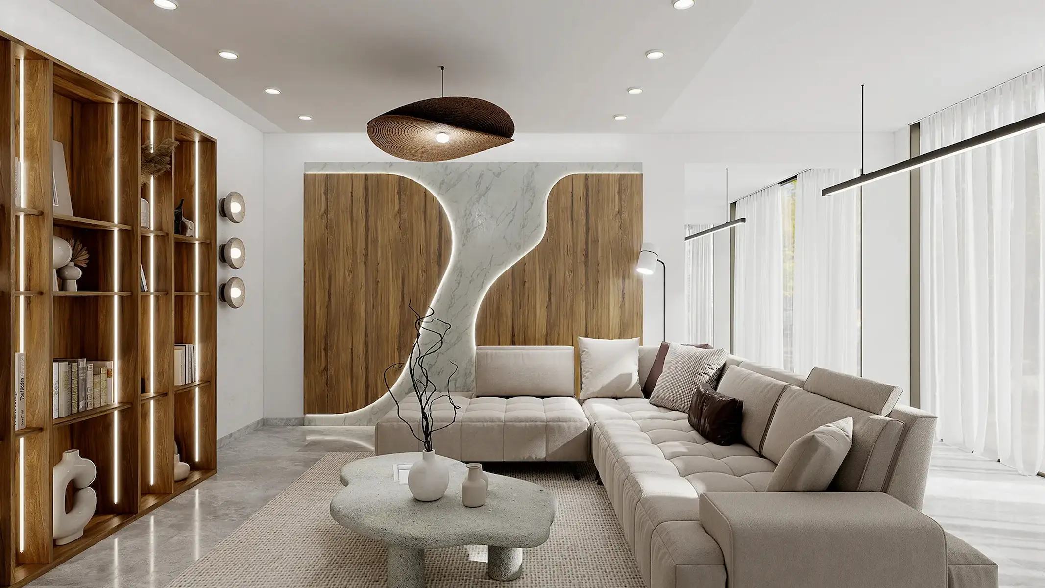 Salón con panelado y mueble a medida — Càdec Disseny Valencia
